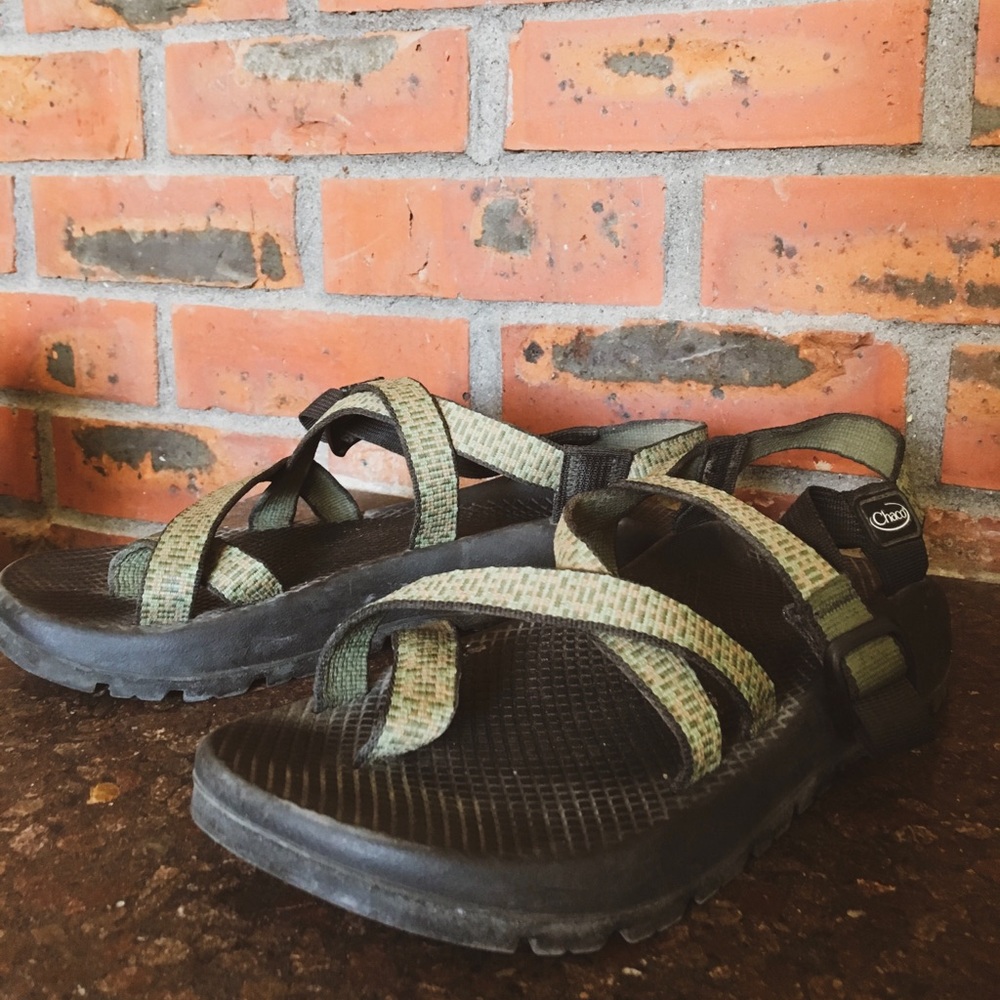 green chaco sandals